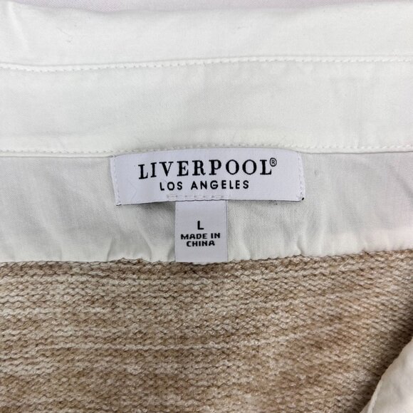 Liverpool Tan/White Long Sleeve Two-Fer Collared Sweater Size L - Picture 7 of 7